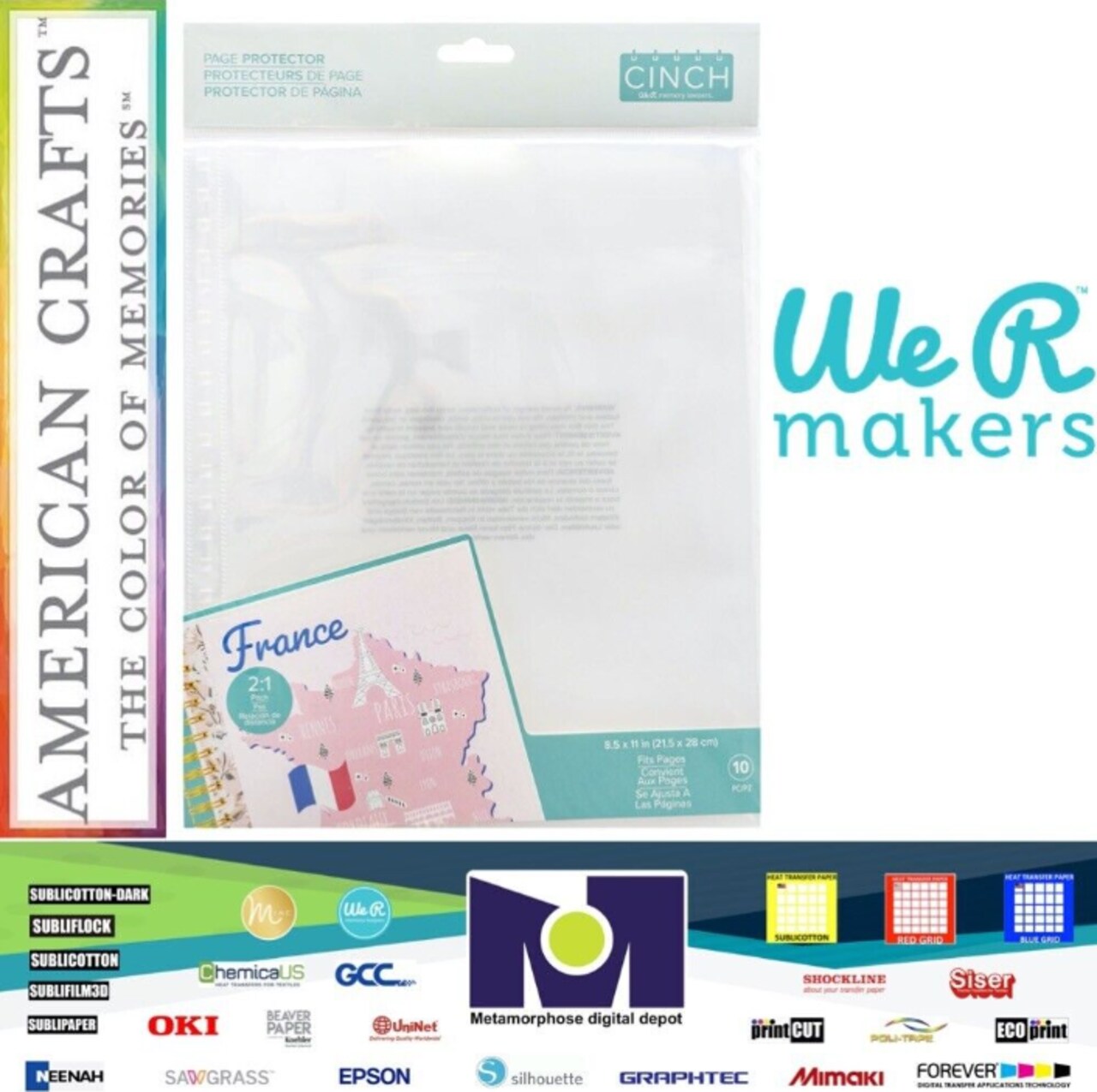 We R Memory Keepers Cinch Page Protectors 8.5"X11" 10/Pkg 60000693 By American Crafts